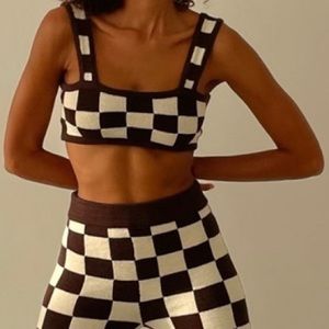 Belle the label brown checkered bra top